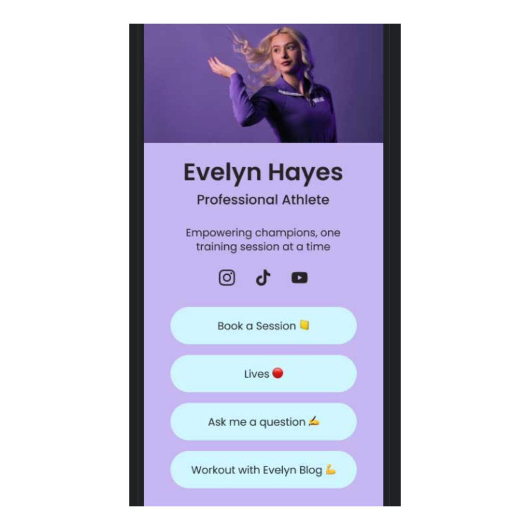 Template de mini site para colocar no link na bio do Instagram
