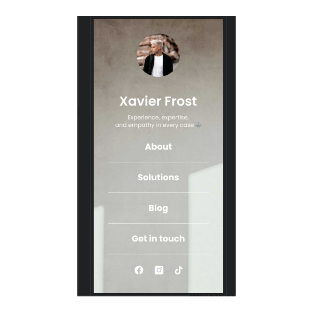 Template de mini site para colocar no link na bio do Instagram