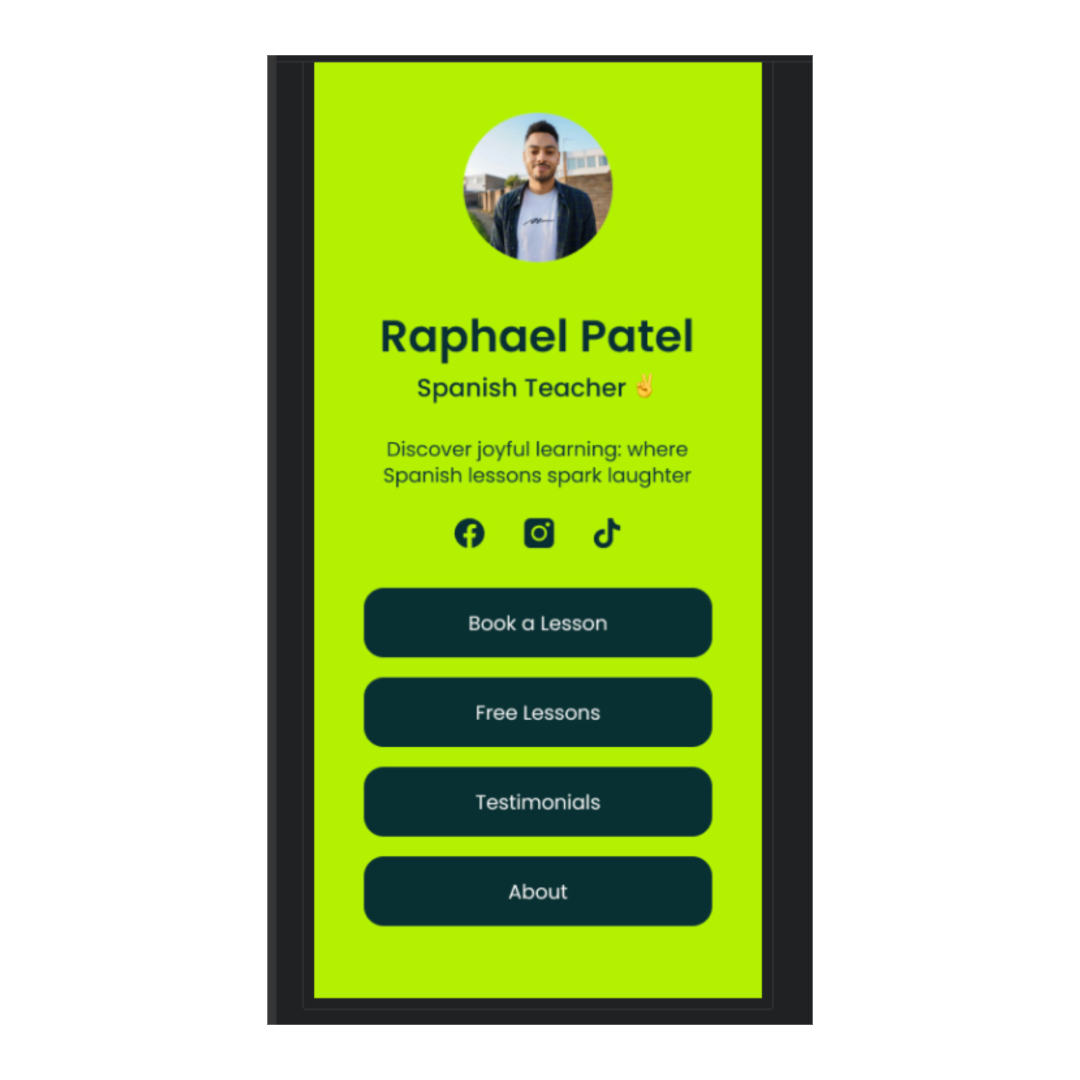 Template de mini site para colocar no link na bio do Instagram