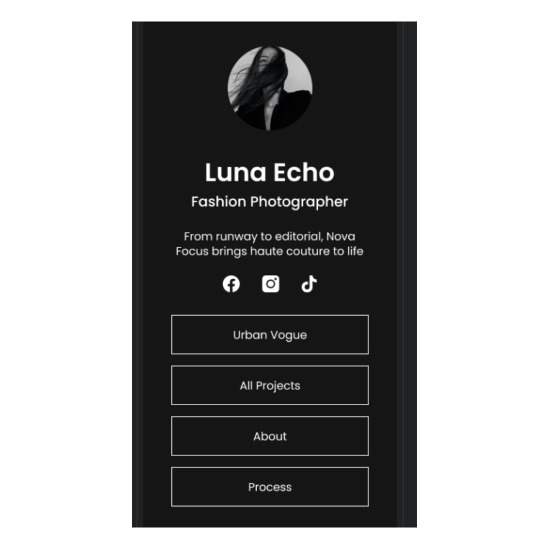 Template de mini site para colocar no link na bio do Instagram